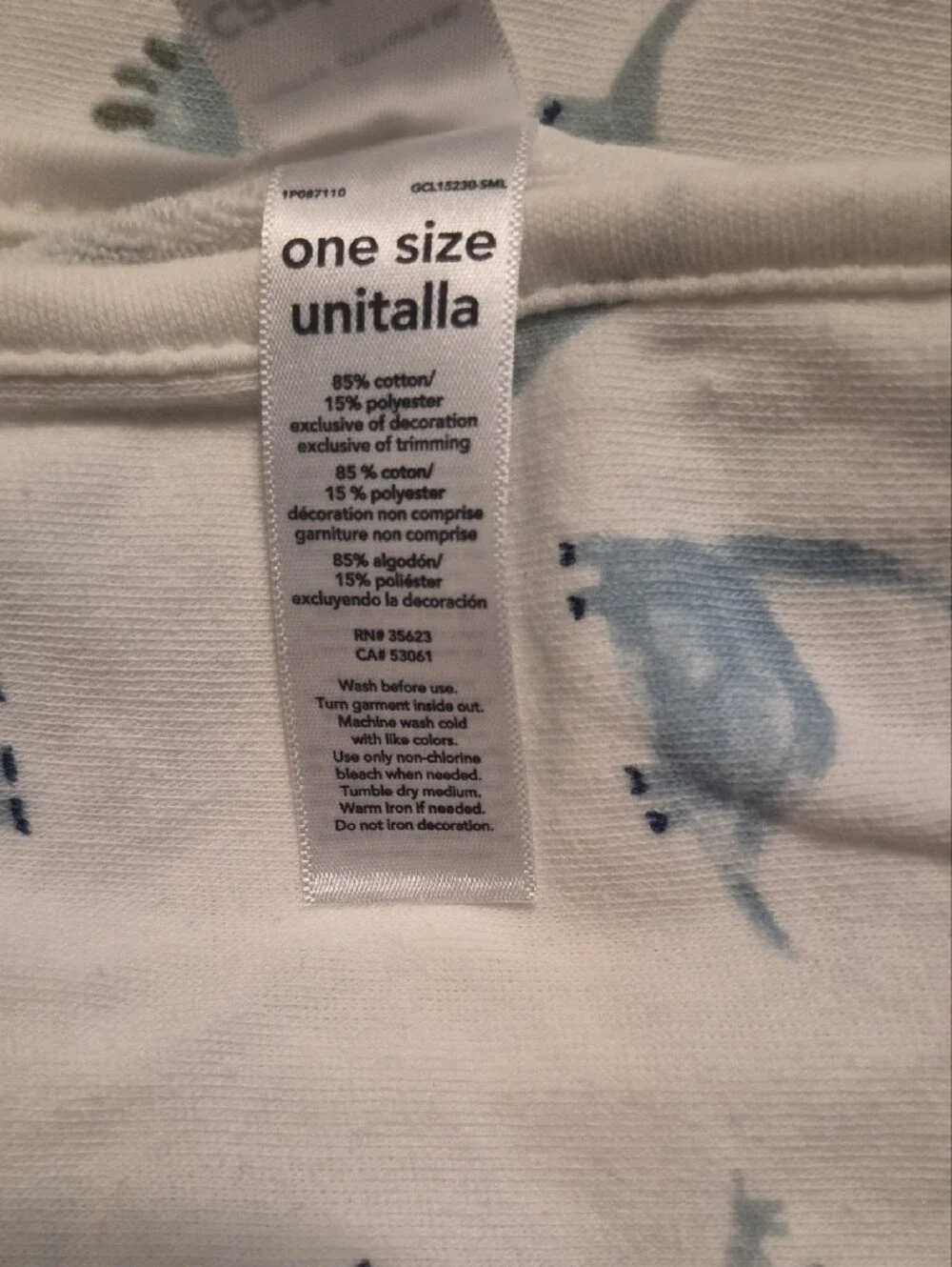 Soft White Baby Blanket with Light Blue Dinosaur Print